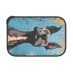 Comical Gray Pitbull Dog Eco-Friendly Bento Box with Band and Utensils