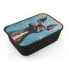 Comical Gray Pitbull Dog Eco-Friendly Bento Box with Band and Utensils