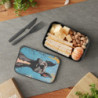 Comical Gray Pitbull Dog Eco-Friendly Bento Box with Band and Utensils