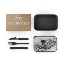 Zebra Portrait Eco-Friendly Bento Box with Band and Utensils