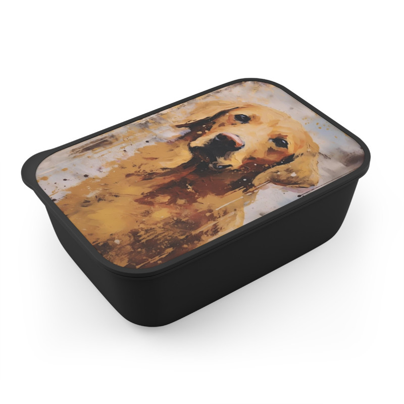 Golden Labrador Retriever Eco-Friendly Bento Box with Band and Utensils