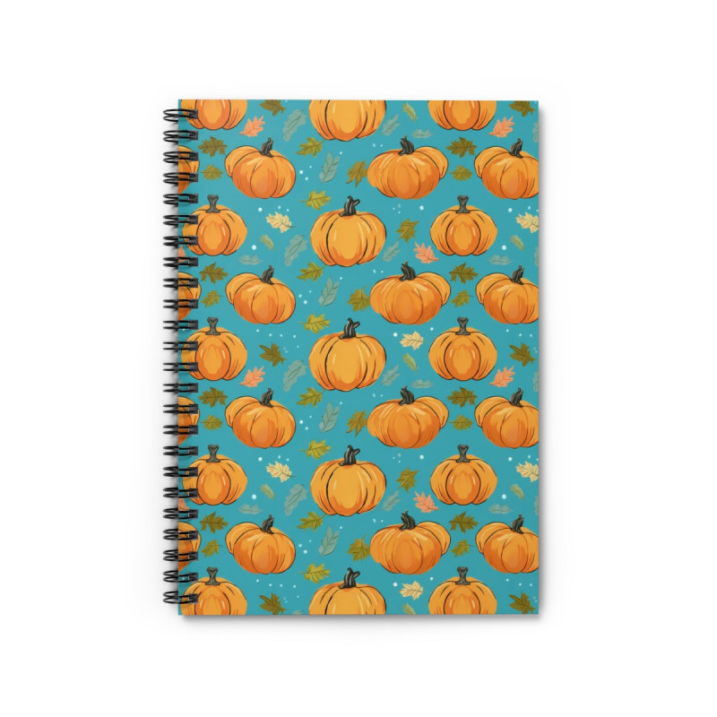 Pumpkins and Fall Leaves Spiral Notebook - Ruled Line, 8" x 6"