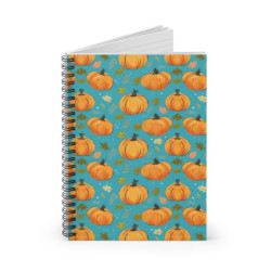 Pumpkins and Fall Leaves Spiral Notebook - Ruled Line, 8" x 6"