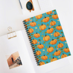 Pumpkins and Fall Leaves Spiral Notebook - Ruled Line, 8" x 6"