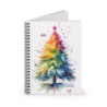 Rainbow Watercolor Christmas Tree Spiral Notebook - Ruled Line, 8" x 6"