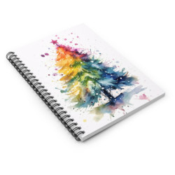 Rainbow Watercolor Christmas Tree Spiral Notebook - Ruled Line, 8" x 6"