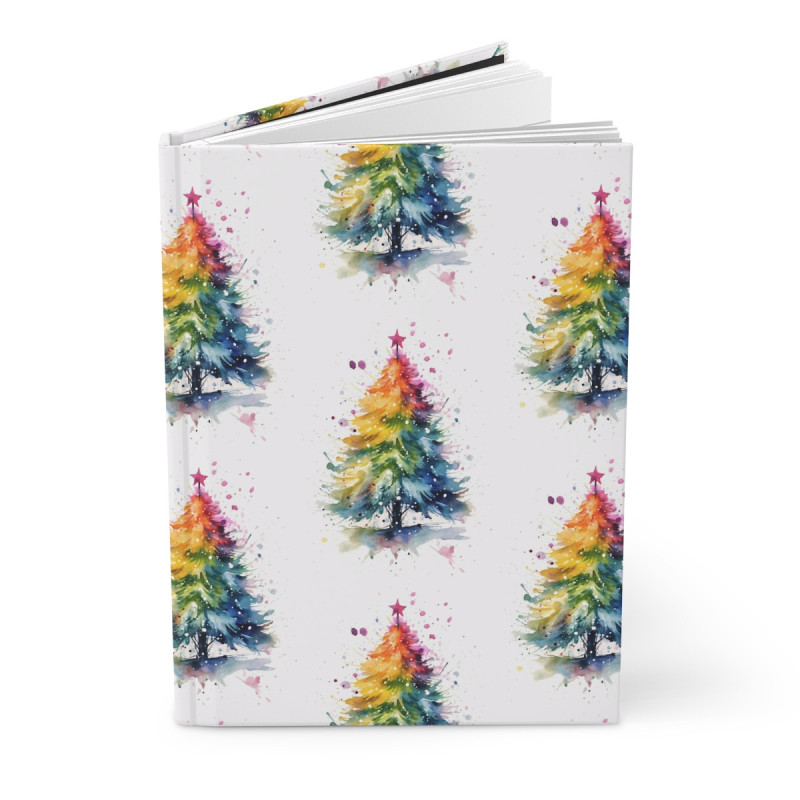 Rainbow Watercolor Christmas Tree Journal, Matte,  8" x 5.7"