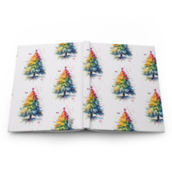 Rainbow Watercolor Christmas Tree Journal, Matte,  8" x 5.7"