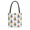 Rainbow Watercolor Christmas Tree Tote Bag