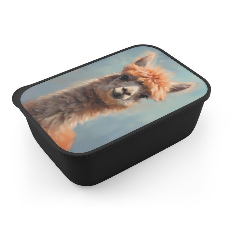 Alpaca Portrait Eco-Friendly Bento Box with Band and Utensils