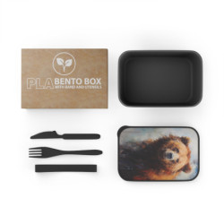 Brown Bear Portrait Eco-Friendly Bento Box with Band and Utensils