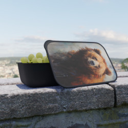 Brown Bear Portrait Eco-Friendly Bento Box with Band and Utensils