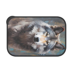 Gray Wolf Portrait Eco-Friendly Bento Box with Band and Utensils