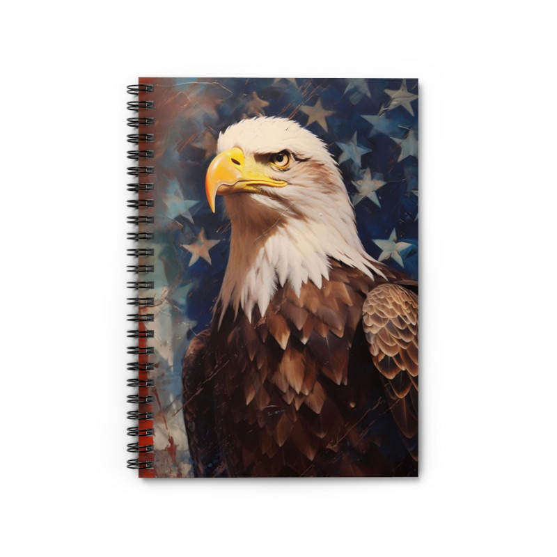 Bald Eagle Portrait Patriotic Spiral Notebook - Ruled Line, 8" x 6"