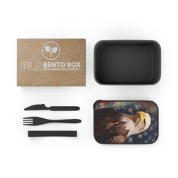 Patriotic Bald Eagle Portrait Eco-Friendly Bento Box with Band and Utensils