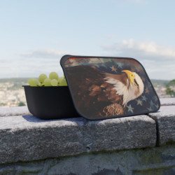 Patriotic Bald Eagle Portrait Eco-Friendly Bento Box with Band and Utensils