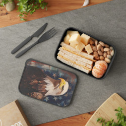 Patriotic Bald Eagle Portrait Eco-Friendly Bento Box with Band and Utensils