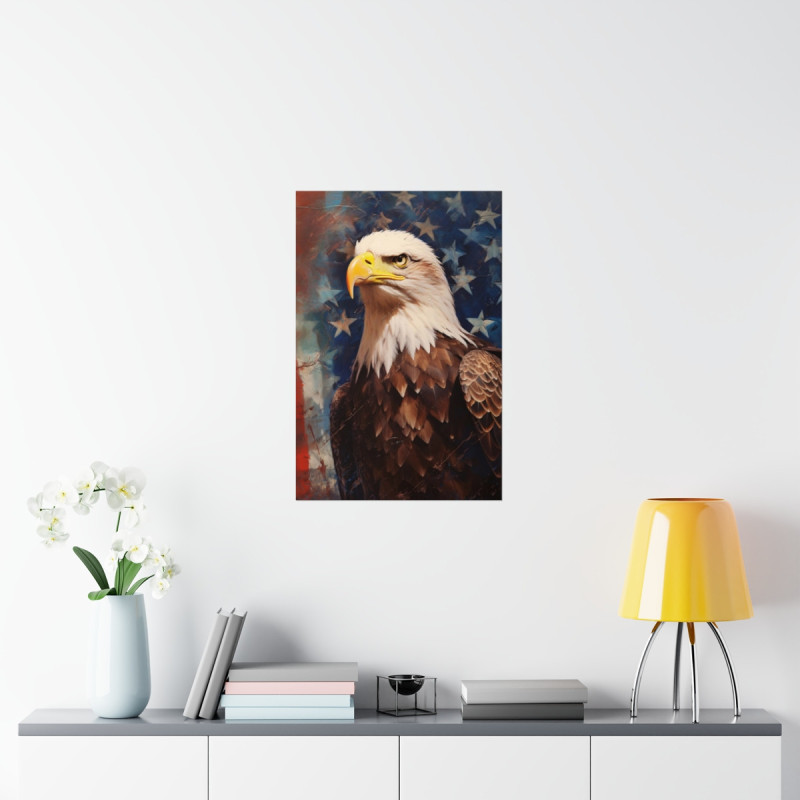 Patriotic Bald Eagle Portrait Premium Matte Vertical Poster 20" x 30" Poster