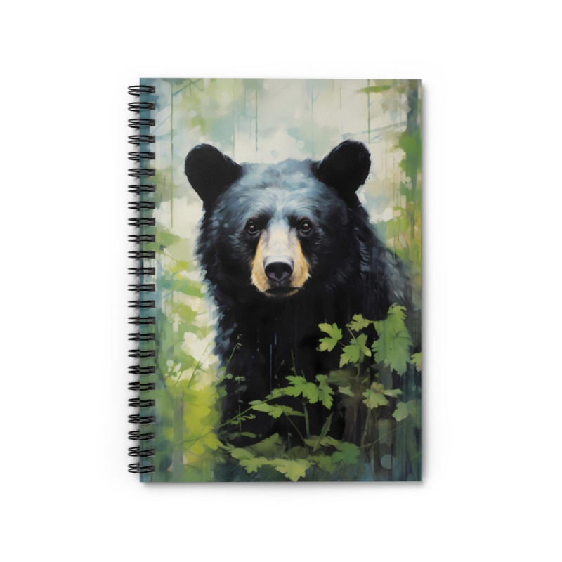 Black Bear Portrait Spiral Notebook - Ruled Line, 8" x 6"