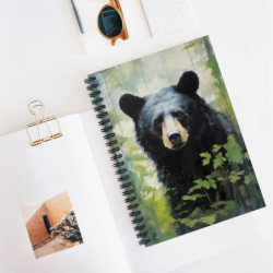 Black Bear Portrait Spiral Notebook - Ruled Line, 8" x 6"