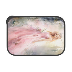 Fairy Tale Princess in a Pink Gown Bento Lunch Box with Band and Utensils