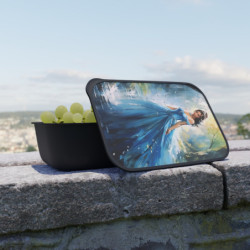 Fairy Tale Princess in a Blue Gown Bento Lunch Box with Band and Utensils