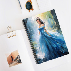 Fairy Tale Princess in a Blue Gown Spiral Notebook - Ruled Line, 8" x 6"