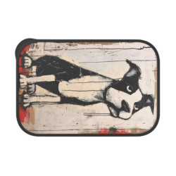 Comical Black and White Pitbull Eco-Friendly Bento Box with Band and Utensils