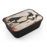 Comical Black and White Pitbull Eco-Friendly Bento Box with Band and Utensils