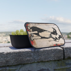 Comical Black and White Pitbull Eco-Friendly Bento Box with Band and Utensils