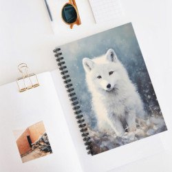 Arctic Fox Portrait Spiral Notebook - Ruled Line, 8" x 6"