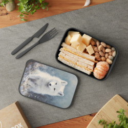 Arctic Fox Portrait Eco-Friendly Bento Box with Band and Utensils