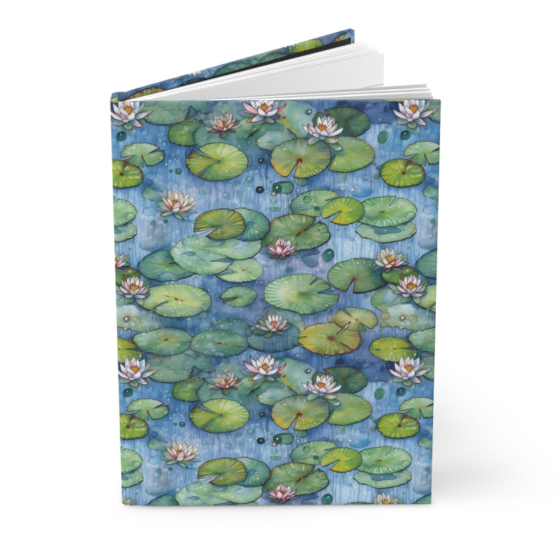 Watercolor Waterlily Pads in a Pond Hardcover Journal, Matte,  8" x 5.7"