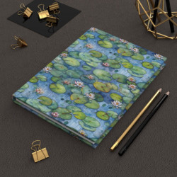 Watercolor Waterlily Pads in a Pond Hardcover Journal, Matte,  8" x 5.7"