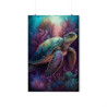Sea Turtle Surrounded By Aquatic Foliage Premium Matte Vertical Poster 20" x 30" Poster
