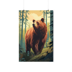 Grizzly Bear In The Forest In Fall Premium Matte Vertical Poster 20" x 30" Poster