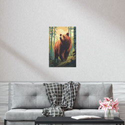 Grizzly Bear In The Forest In Fall Premium Matte Vertical Poster 20" x 30" Poster