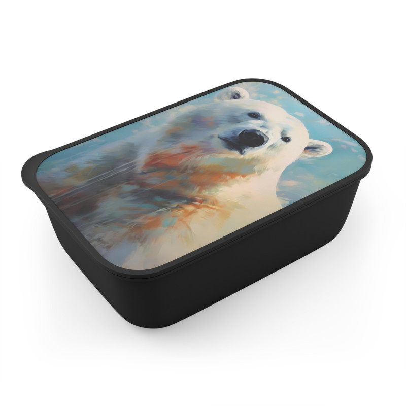 Polar Bear Portrait Eco-Friendly Bento Lunch Box with Band and Utensils