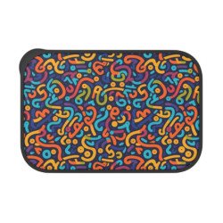 Brightly Colored Modern Geometric Pattern Eco-Friendly Bento Box with Band and Utensils