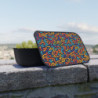 Brightly Colored Modern Geometric Pattern Eco-Friendly Bento Box with Band and Utensils