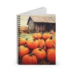 Fall Pumpkins and A Country Barn  Spiral Notebook - Ruled Line, 8" x 6"