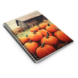 Fall Pumpkins and A Country Barn  Spiral Notebook - Ruled Line, 8" x 6"
