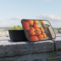 Fall Pumpkins and A Country Barn  Eco-Friendly Bento Box with Band and Utensils