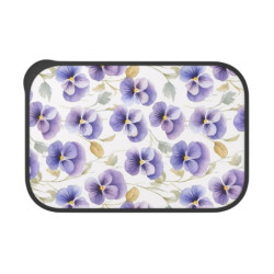 Purple Pansy Pretty Flower Pattern Eco-Friendly Bento Box with Band and Utensils