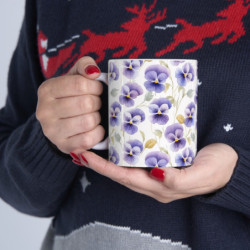 Purple Pansy Pretty Flower Pattern Ceramic Mug 11oz