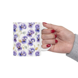 Purple Pansy Pretty Flower Pattern Ceramic Mug 11oz