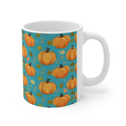 Pumpkins and Fall Leaves Pattern Ceramic Mug 11oz