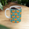 Pumpkins and Fall Leaves Pattern Ceramic Mug 11oz