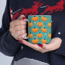 Pumpkins and Fall Leaves Pattern Ceramic Mug 11oz