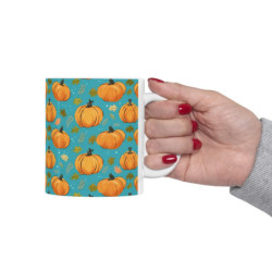 Pumpkins and Fall Leaves Pattern Ceramic Mug 11oz